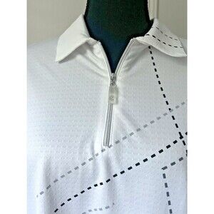 Bette &‎ Court 1/4 Zip Mock Long Sleeve Pullover Top Golf White Size XL